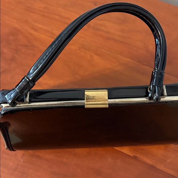 vintage Black Patent Leather Clutch - Picture 10 of 12